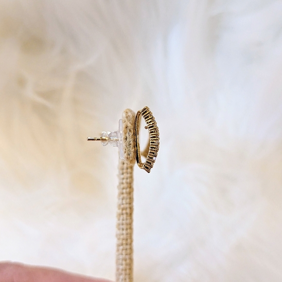 NWOT Gold & Diamonds "H" Fashion Earrings - Picture 6 of 7